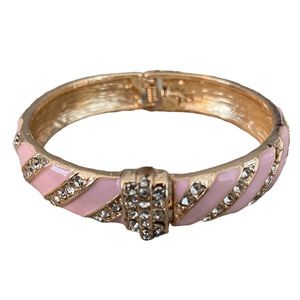 Macy’s Gold-Tone Pavé & Pink Stripe Bangle Bracelet